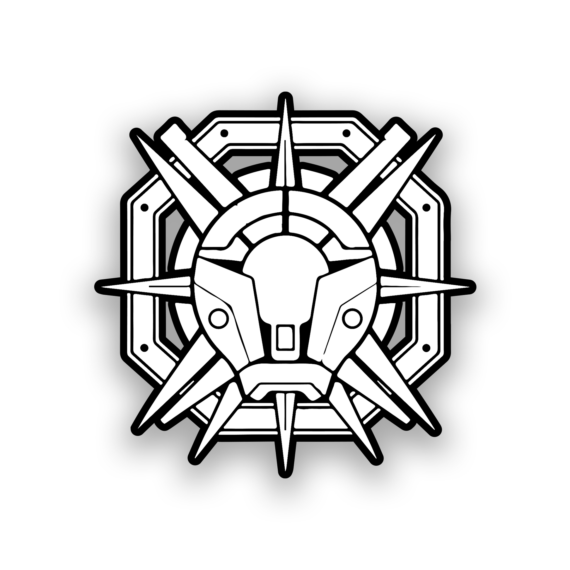 Custom futuristic car badge with detailed engraved mechanical emblem artwork
