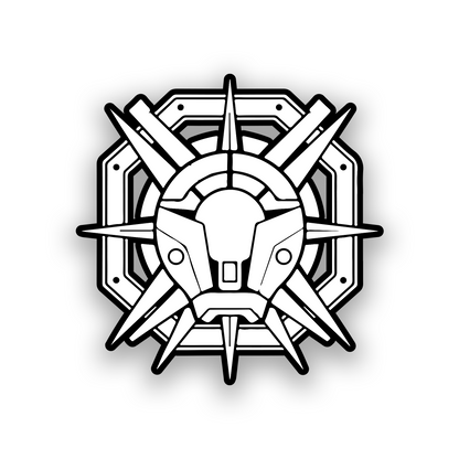 Custom futuristic car badge with detailed engraved mechanical emblem artwork