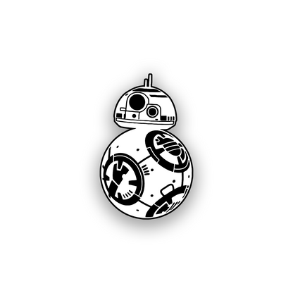 Galactic droid inspired car emblem with clean engraved space themed logo