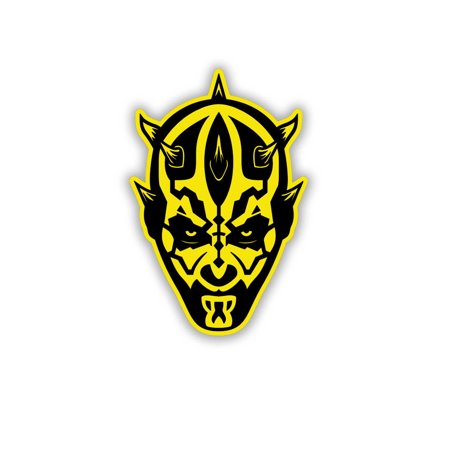 Darth Maul-inspired exterior car badge with weather-resistant adhesive backing