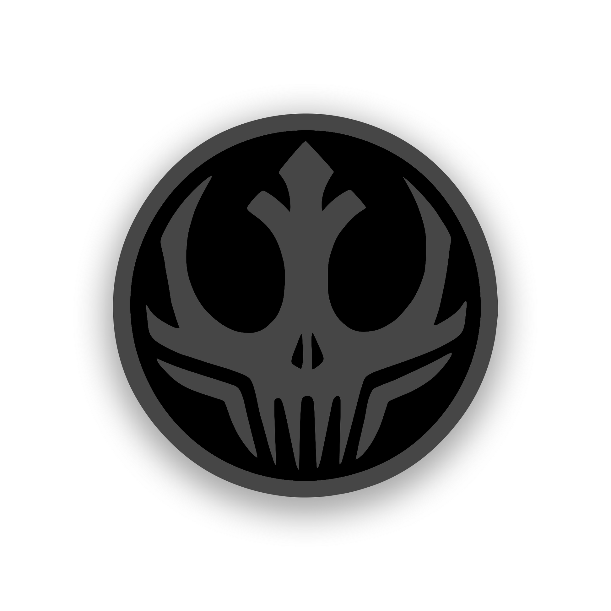 Space fantasy skull vehicle badge with bold engraved galactic emblem
