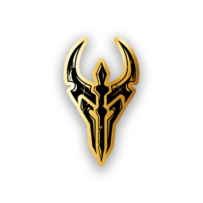 Star Wars inspired car emblem featuring a sharp Sith style engraved symbol