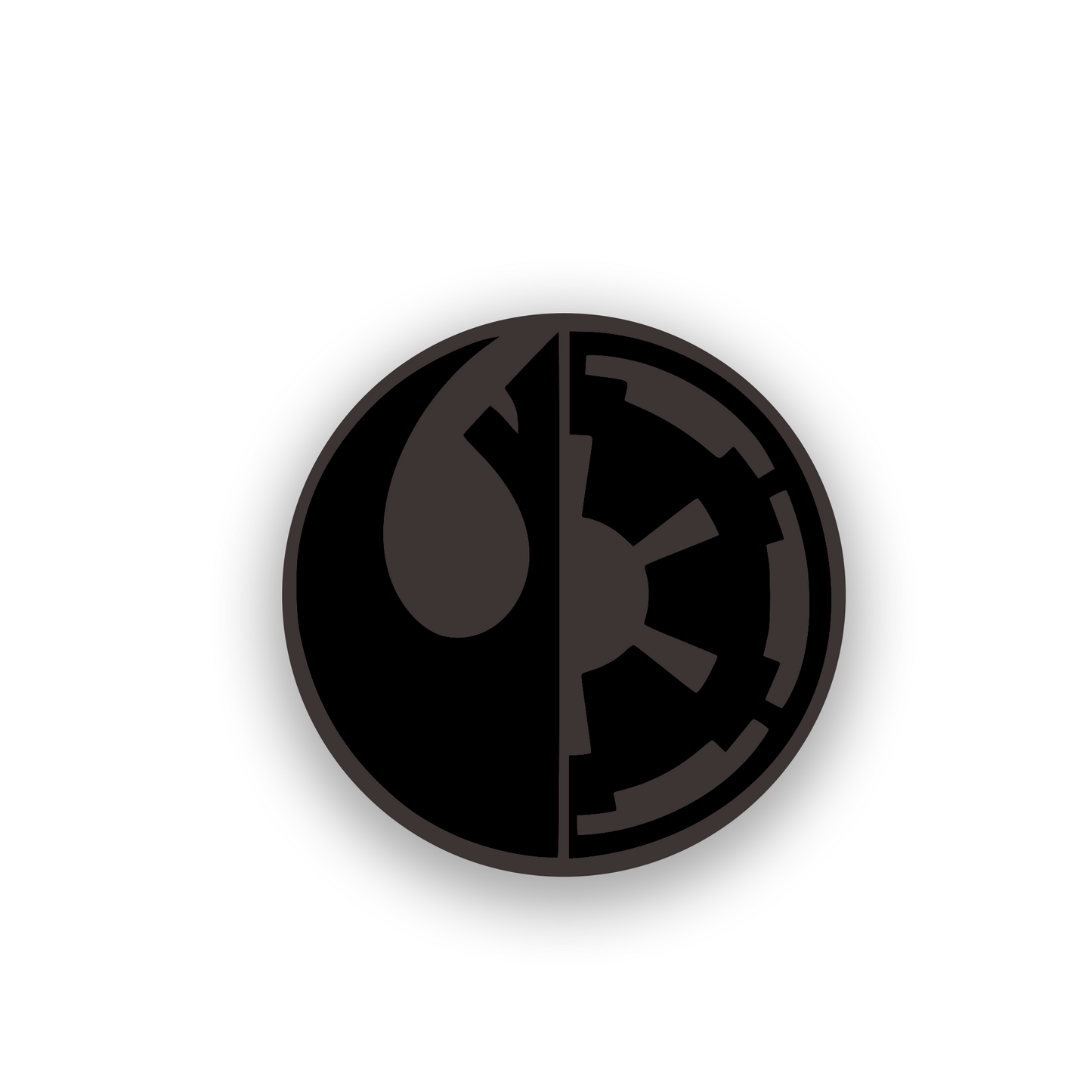 Space inspired automotive badge with detailed engraved symbol