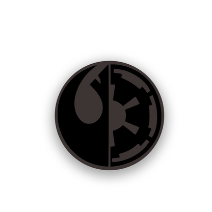 Space inspired automotive badge with detailed engraved symbol