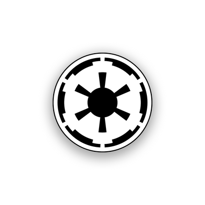 Black and white engraved car badge with bold space fantasy logo design