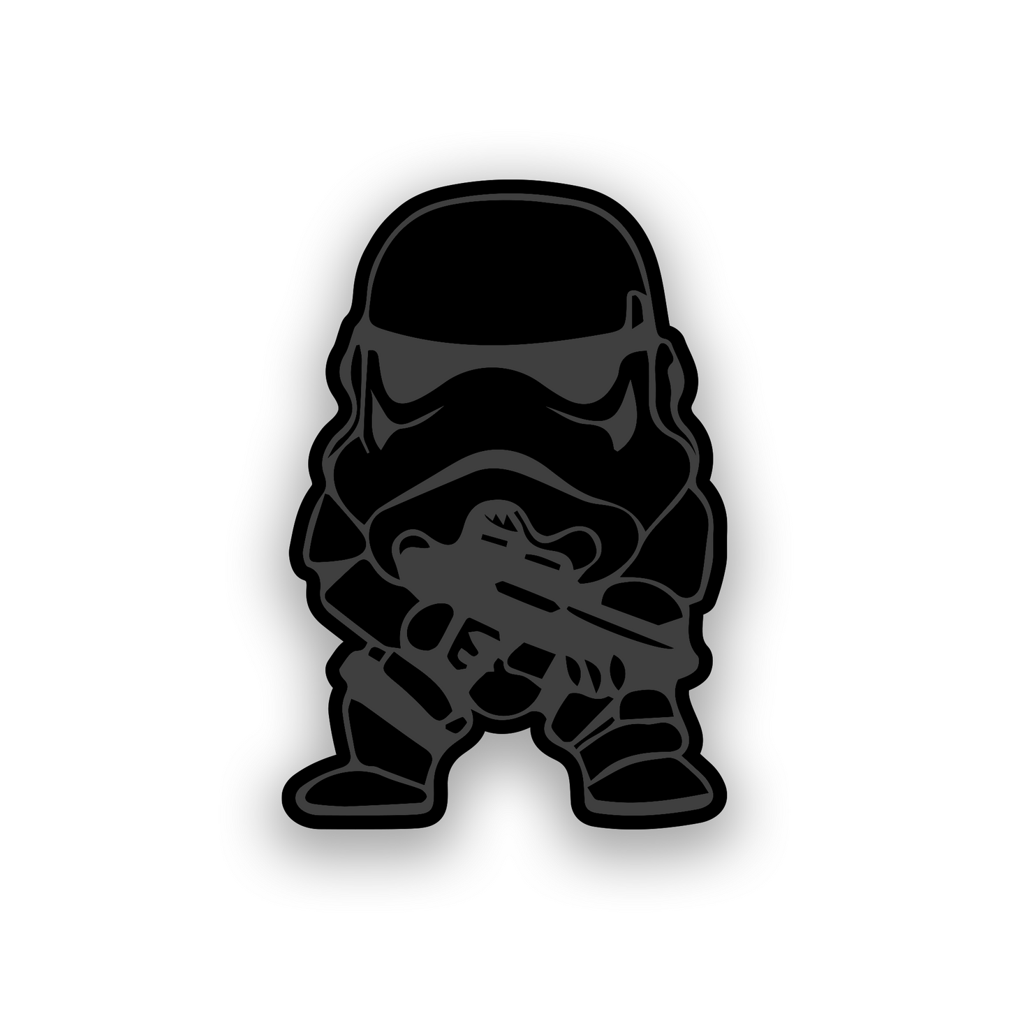 Custom Stormtrooper inspired car emblem with bold engraved helmet design