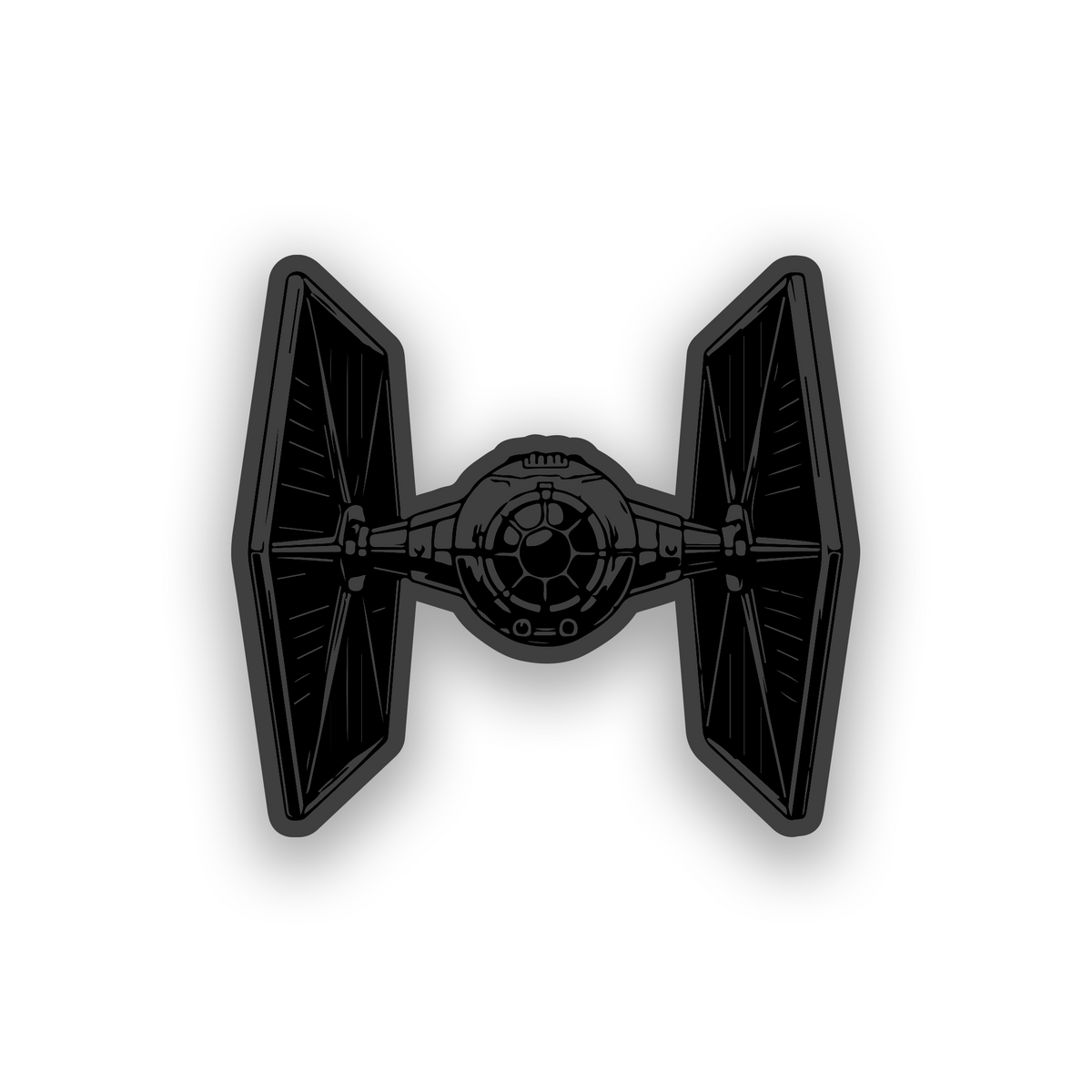 Sci fi starfighter vehicle badge with precision engraved space cruiser artwork