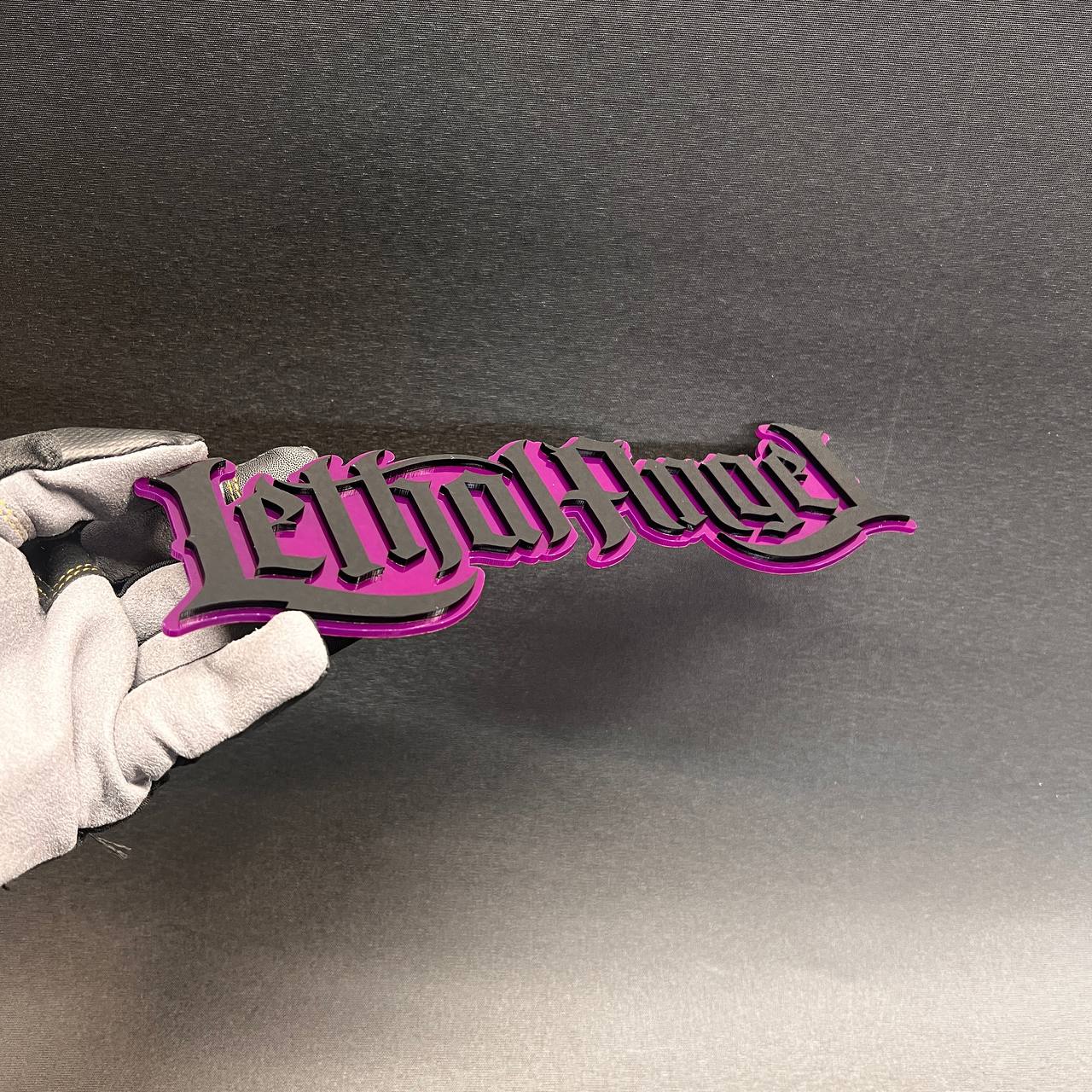 Lethal Angel fender emblem custom text badge for automotive exterior styling
