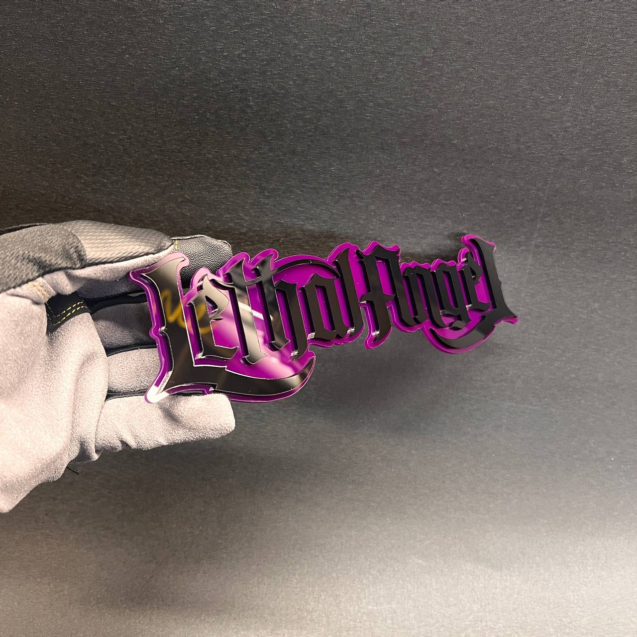 Lethal Angel fender emblem custom text badge for automotive exterior styling