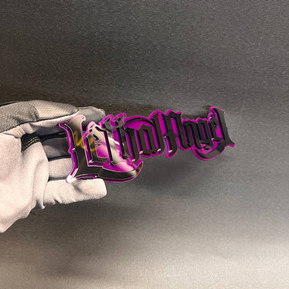 Lethal Angel fender emblem custom text badge for automotive exterior styling
