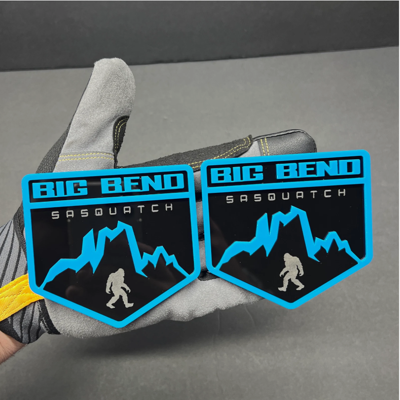 Big Bend Sasquatch mountain car emblem for lifted trucks, overland SUVs and adventure vehicles