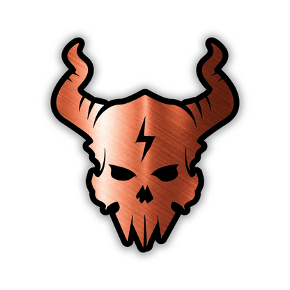 Lightbolt Skull engraved car emblem with silver finish and black outline