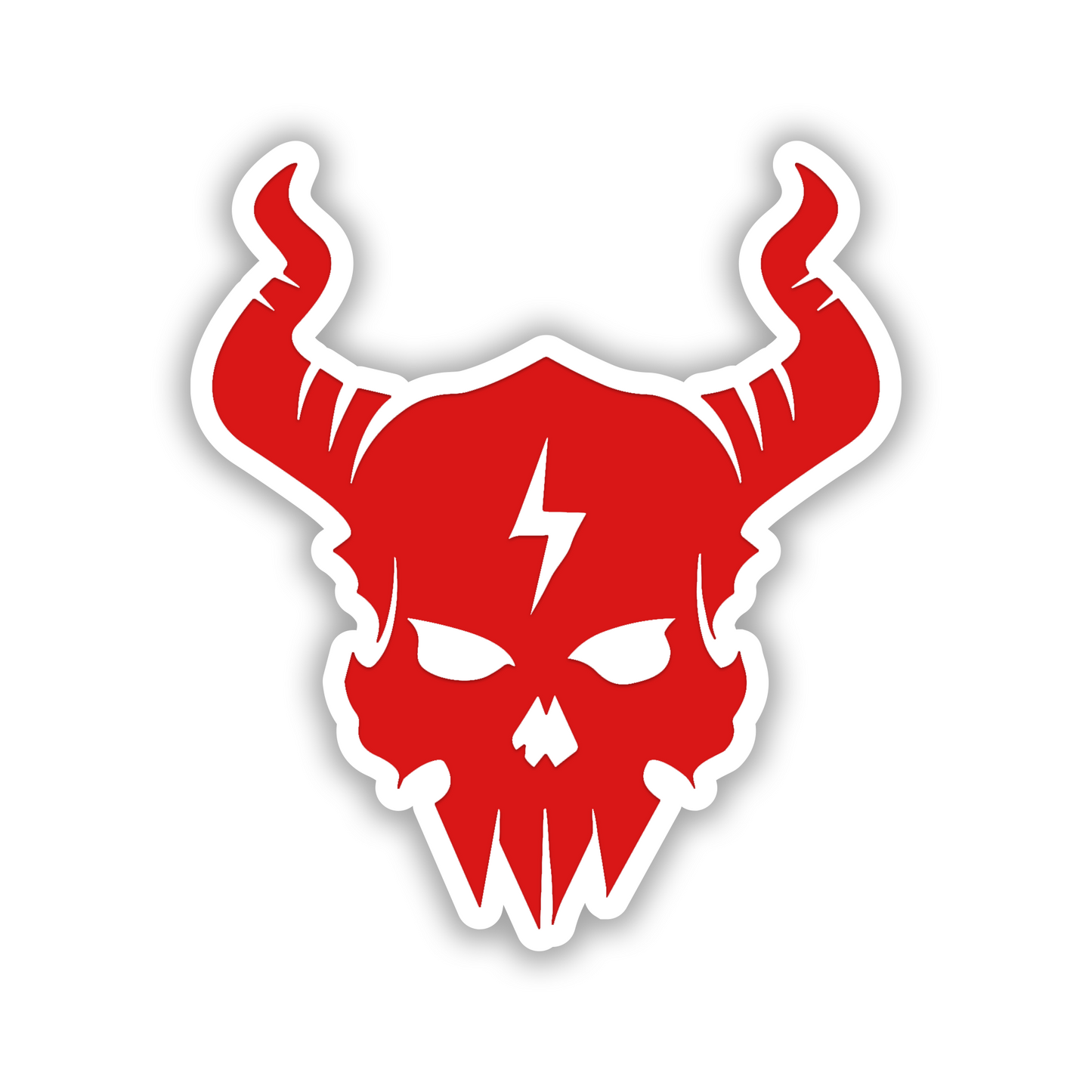 Custom style skull lightning car emblem with brushed metal appearance