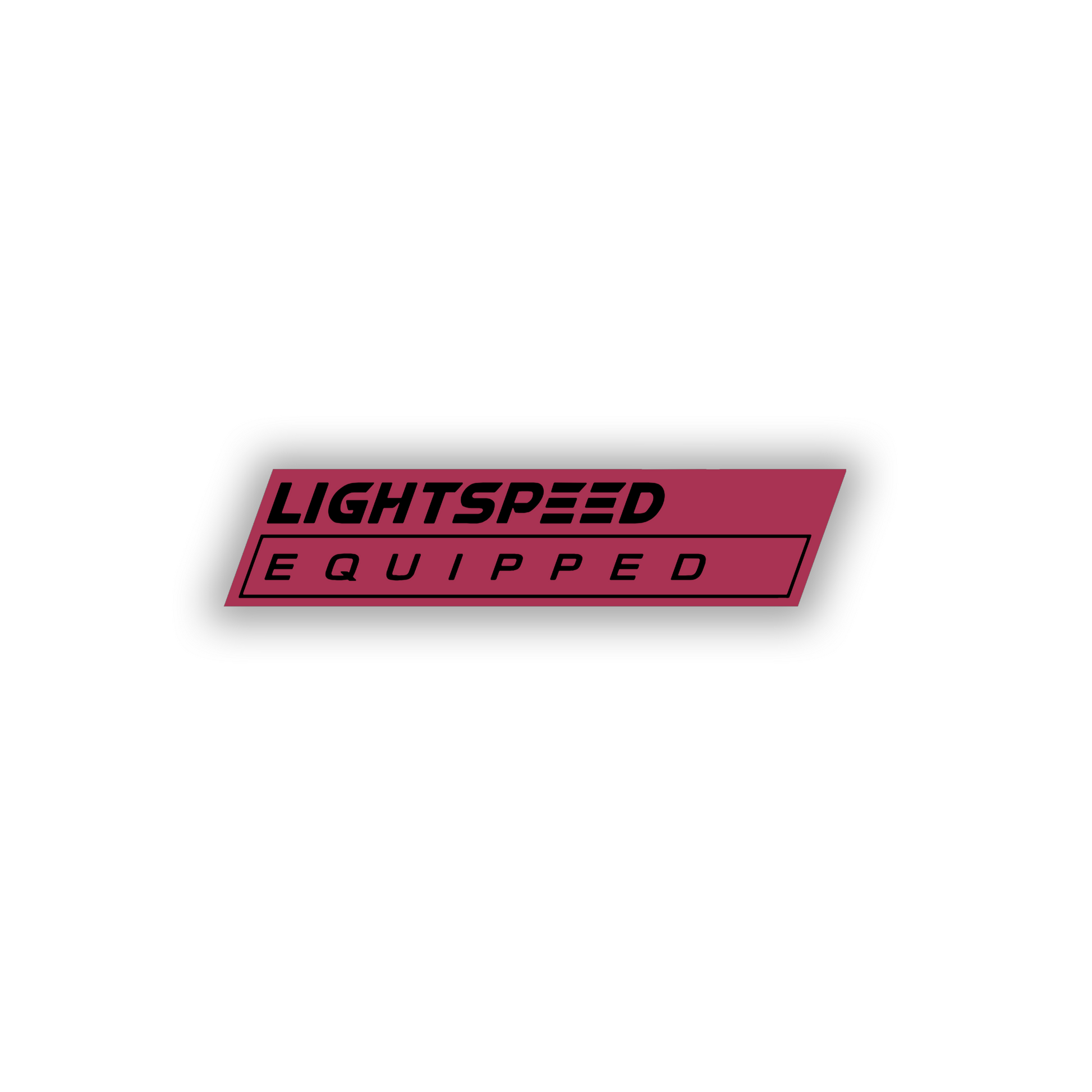 Sci-fi inspired Lightspeed Equipped exterior emblem for automotive decor