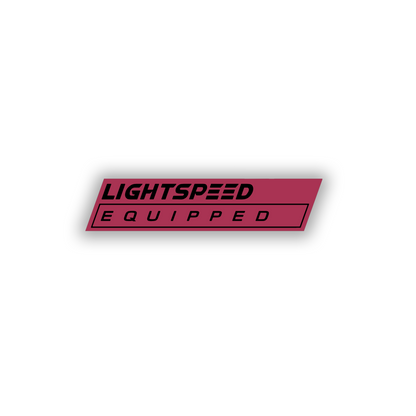 Sci-fi inspired Lightspeed Equipped exterior emblem for automotive decor