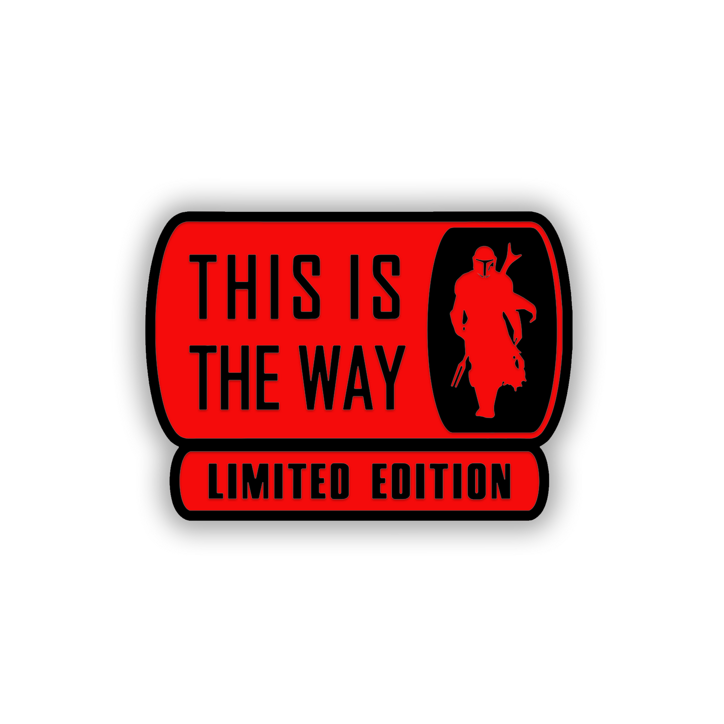 This Is the Way brushed metal-style vehicle emblem with black border