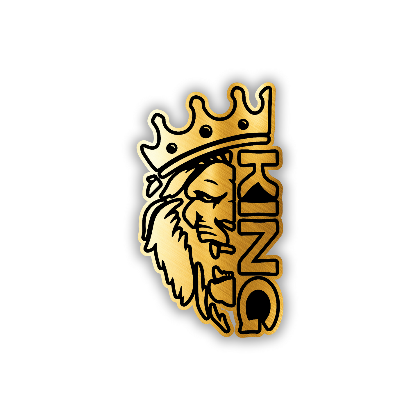 Brushed silver Lion King car emblem with black engraved details
