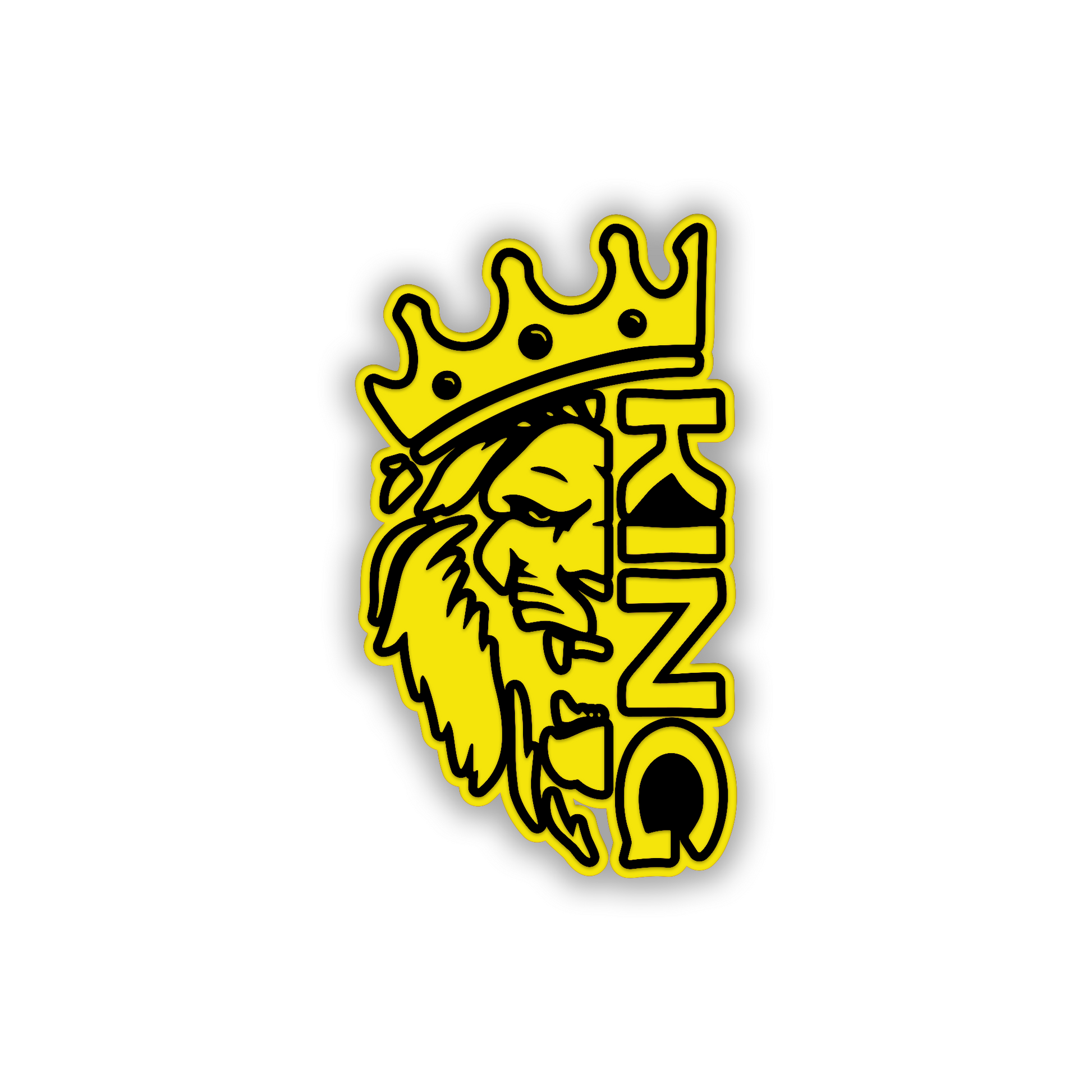 Crowned lion engraved car badge with detailed black outline