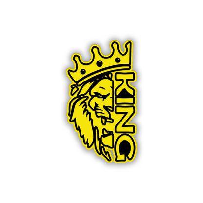 Crowned lion engraved car badge with detailed black outline