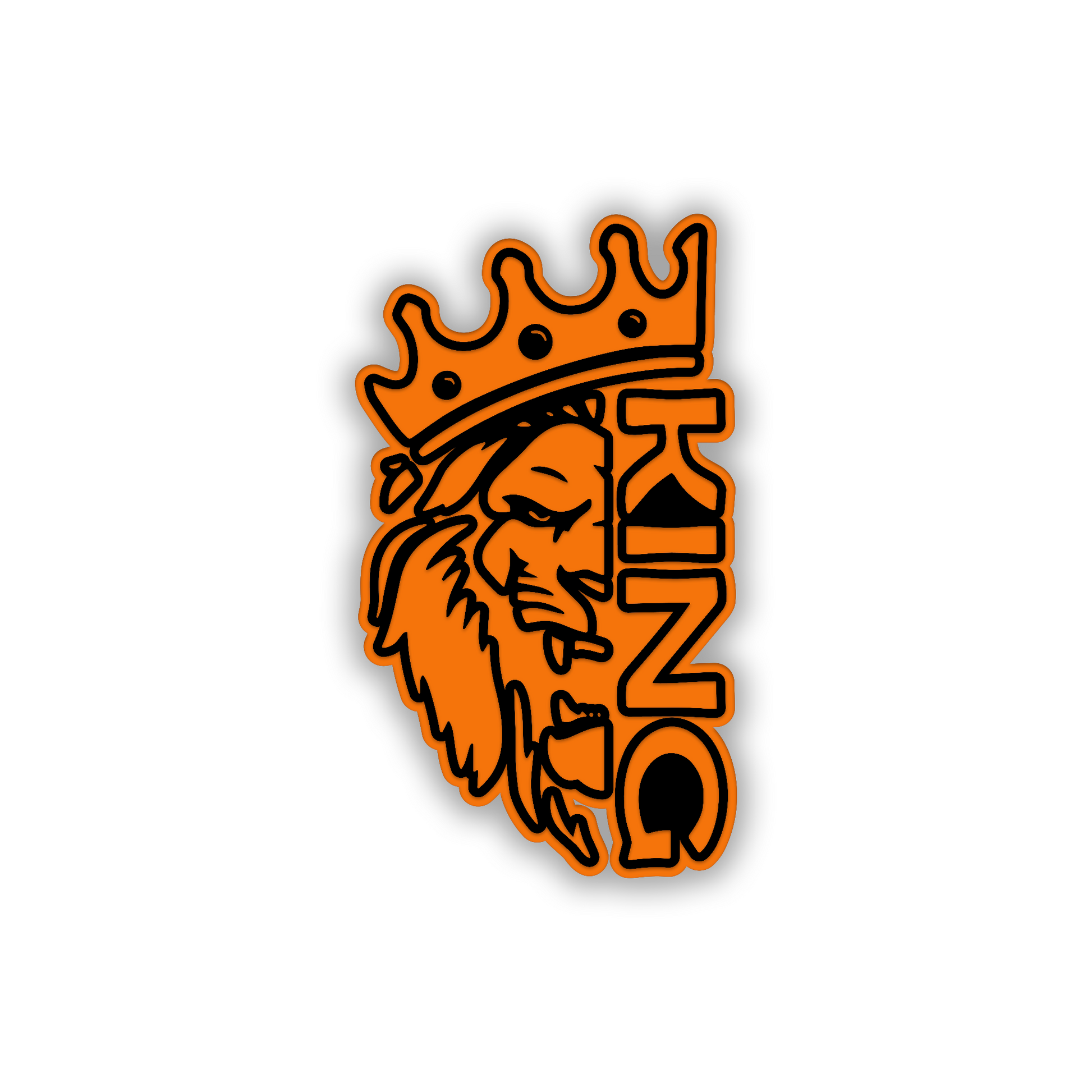 Lion King metal look car emblem with crown and lion head design