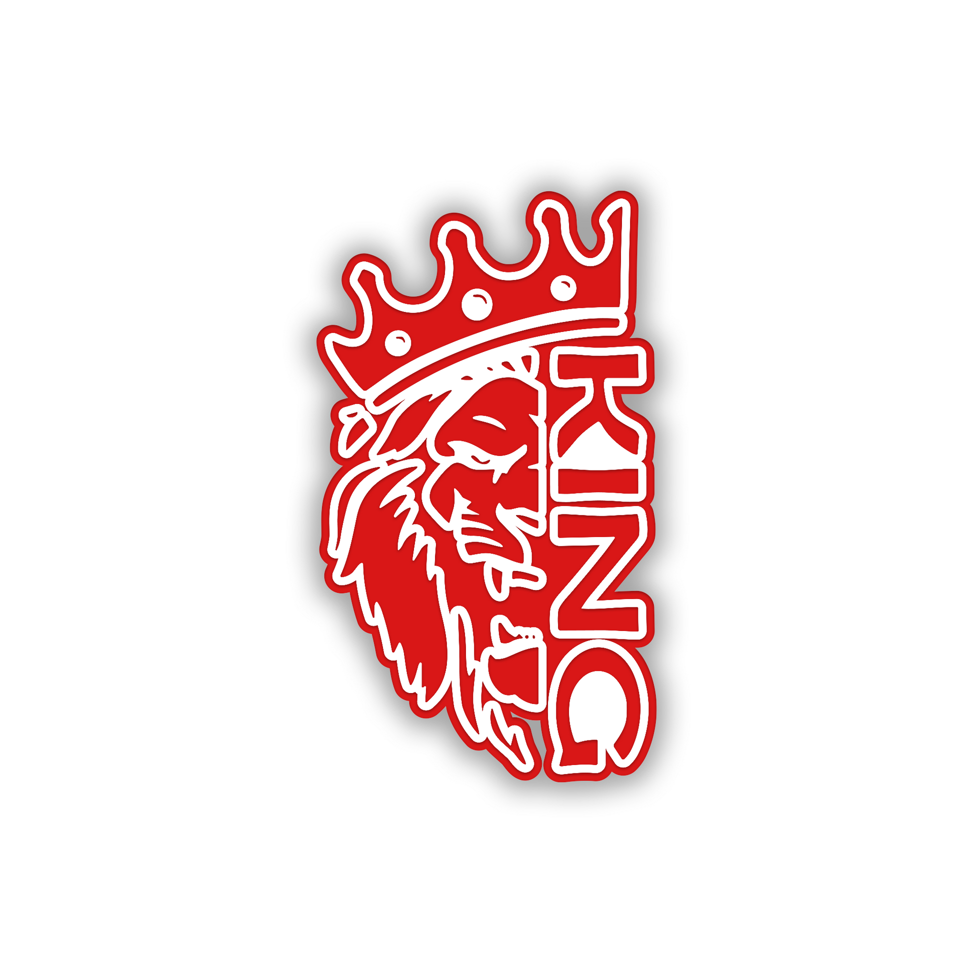 Lion crown car fender emblem with brushed silver engraved surface