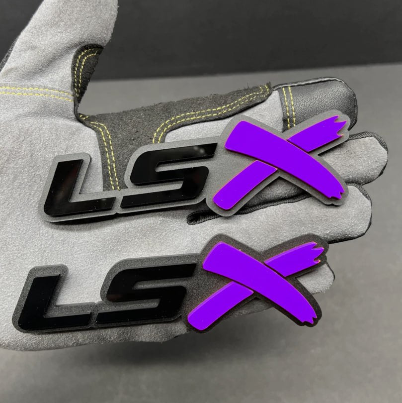 Layered LSX engine badge design