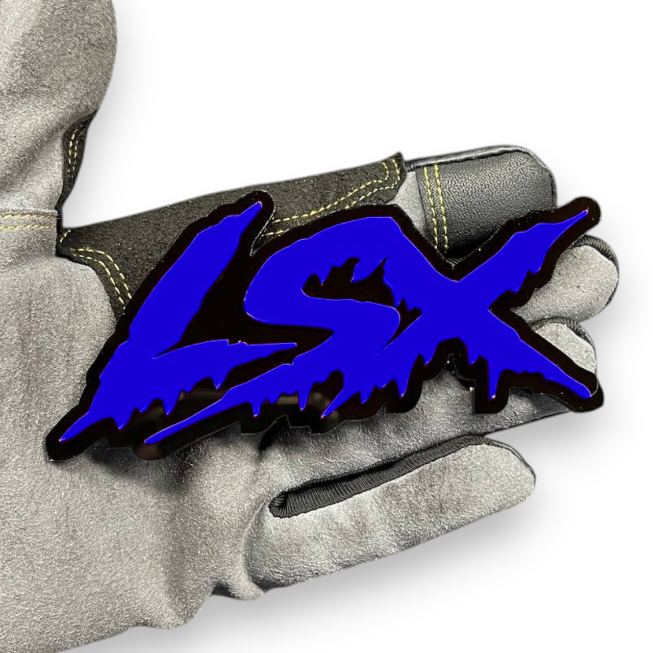 Custom LSX auto emblem for hood tailgate door or side panel placement