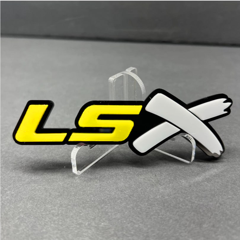 LSX badge installed on vehicle surface