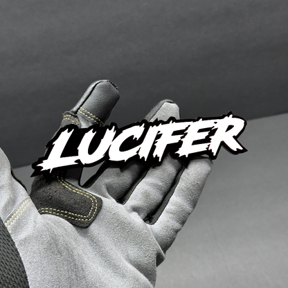 Glossy red Lucifer badge for Silverado F150 RAM Bronco custom builds