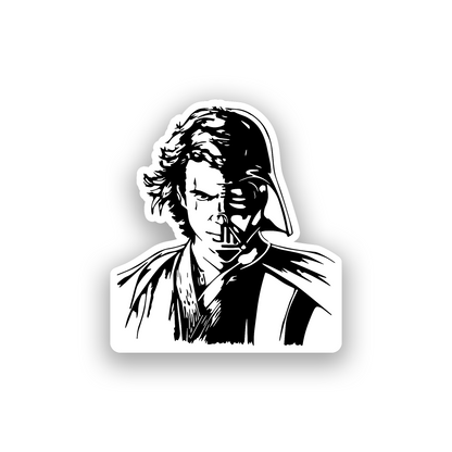Luke and Vader split style car emblem with dramatic engraved sci fi artwork
