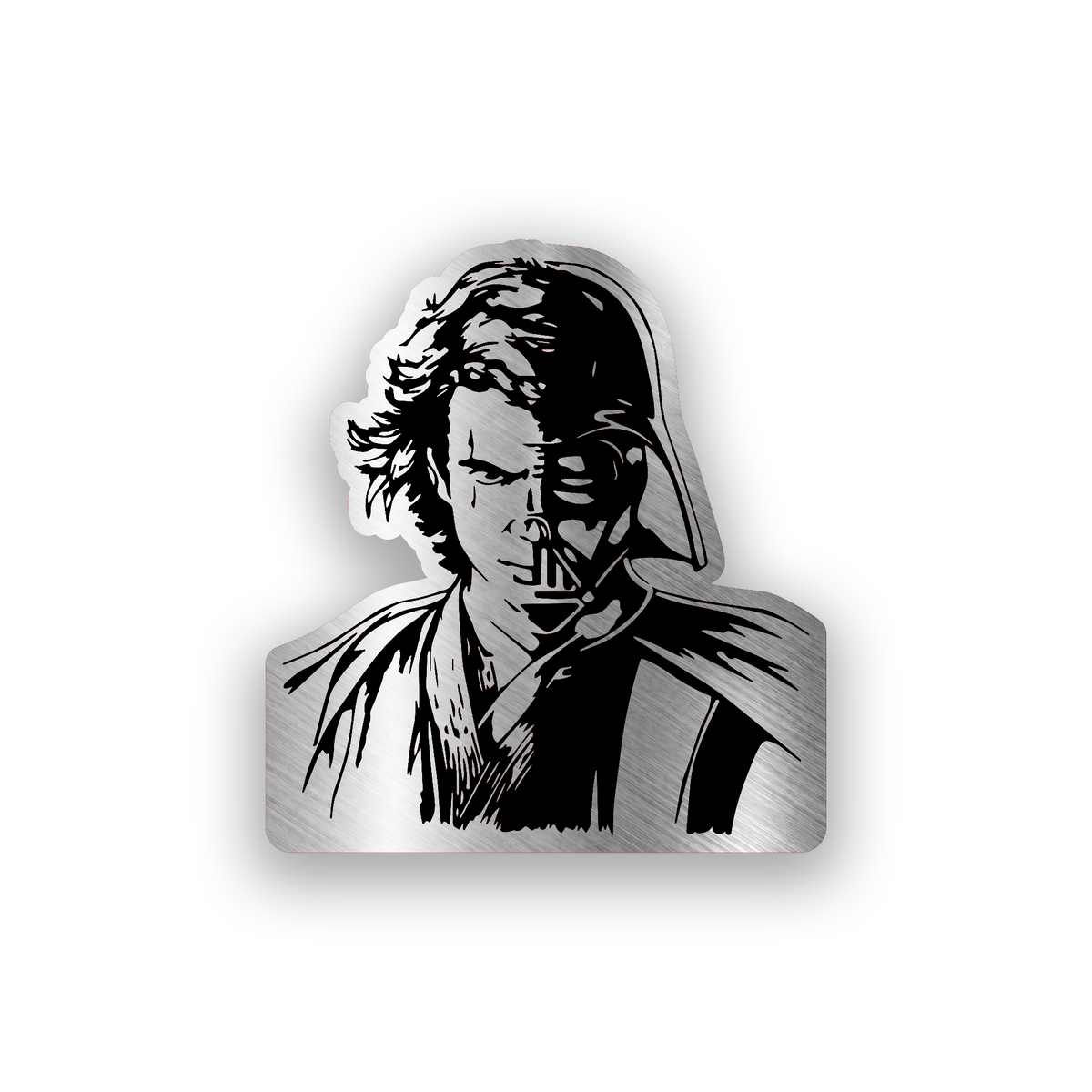 Luke inspired engraved car badge with detailed Jedi character design and bold sci fi styling