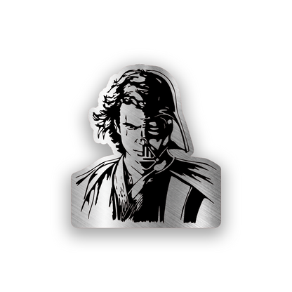 Luke inspired engraved car badge with detailed Jedi character design and bold sci fi styling