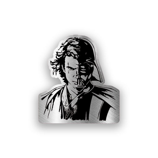 Luke inspired engraved car badge with detailed Jedi character design and bold sci fi styling