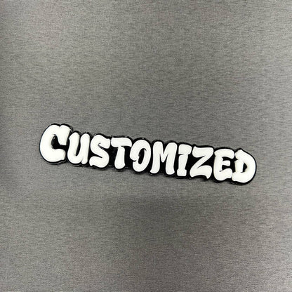 Graffiti font personalized car emblem with black backing