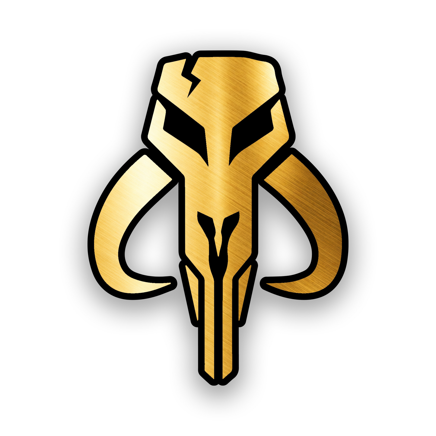 Boba Fett inspired engraved car badge with bold sci fi helmet emblem design