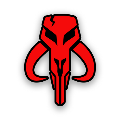 Boba Fett style automotive badge with clean engraved sci fi helmet artwork