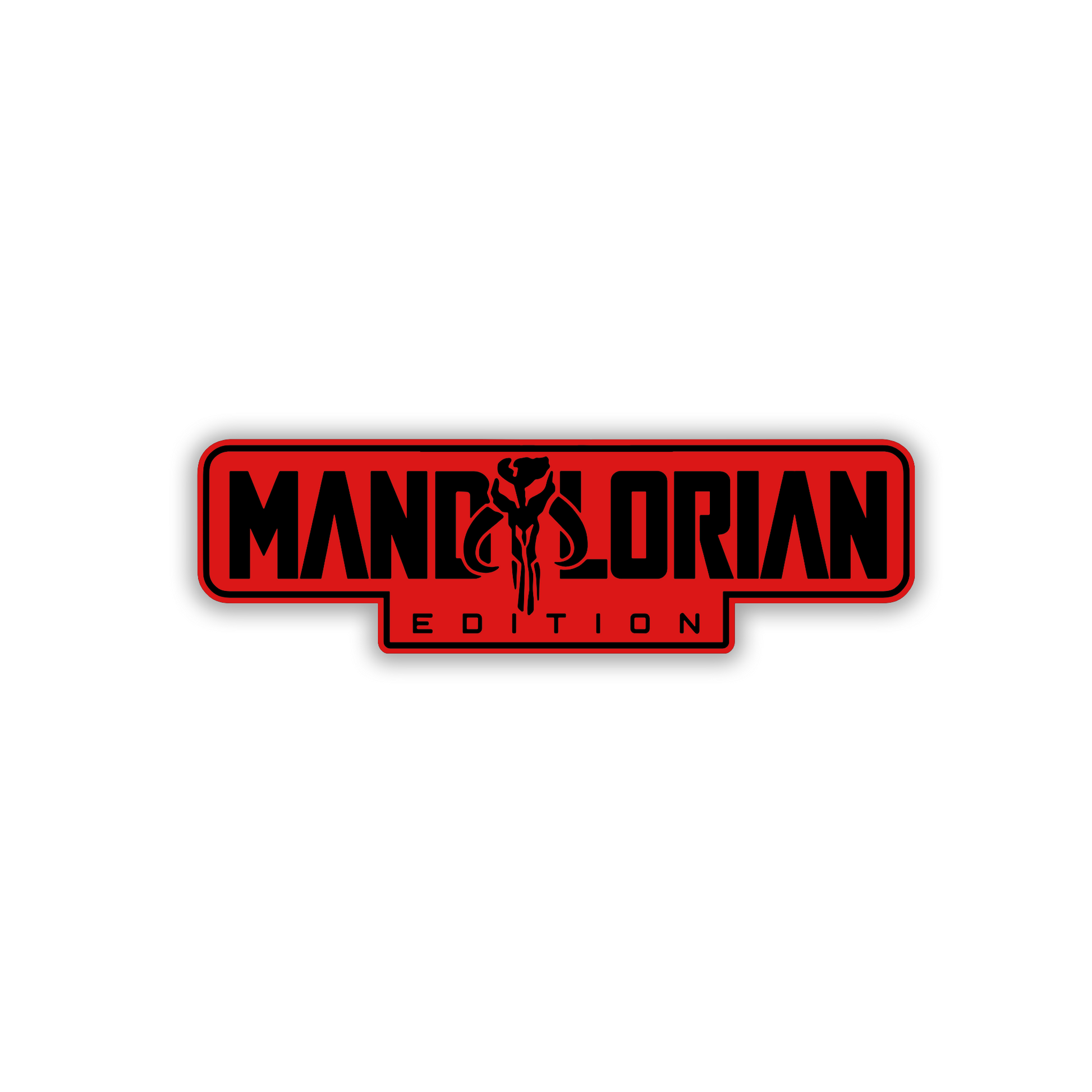 Mandalorian-inspired car badge featuring a detailed bounty hunter skull symbol