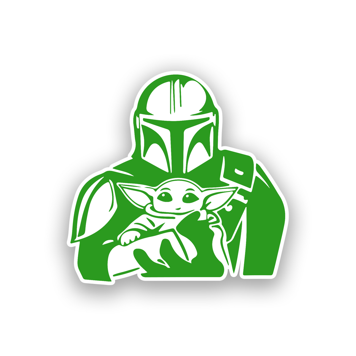 Custom Star Wars inspired Mando and Grogu badge with strong engraved automotive styling