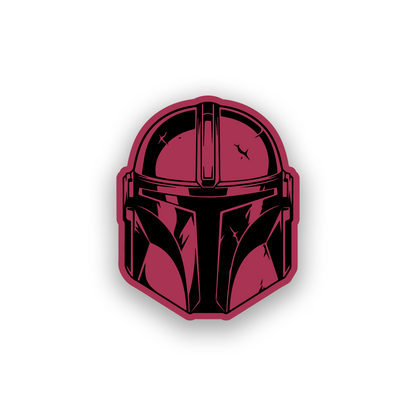 Beskar helmet inspired engraved car emblem with futuristic sci fi styling