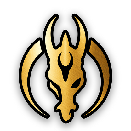 Mandalorian Mercs crest car emblem with detailed engraved sci fi styling