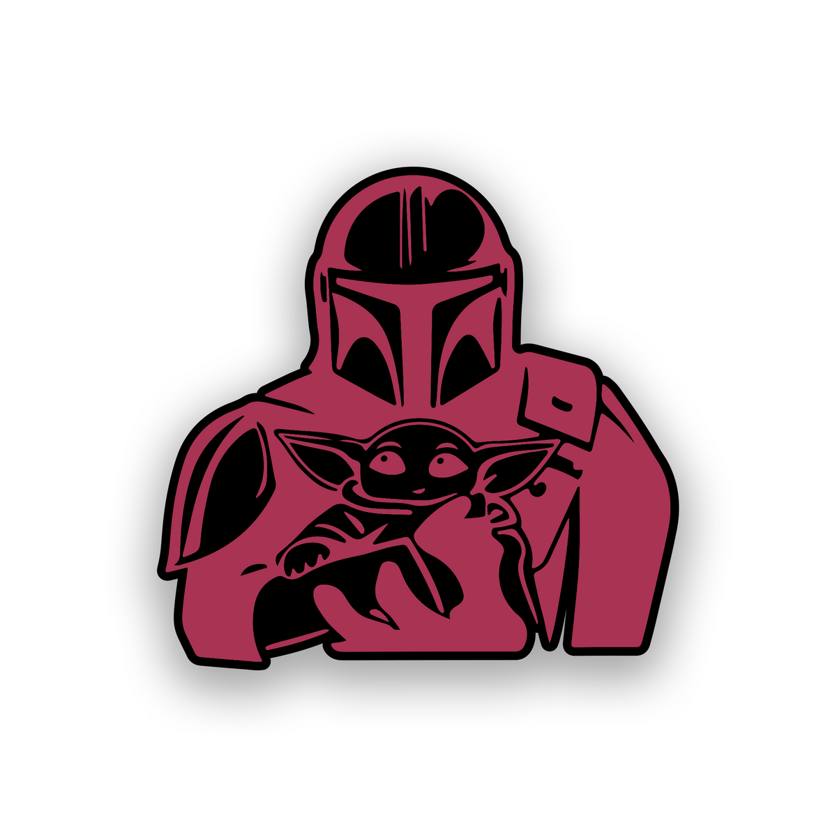 Engraved Mandalorian and Grogu vehicle badge for personalized car or truck styling
