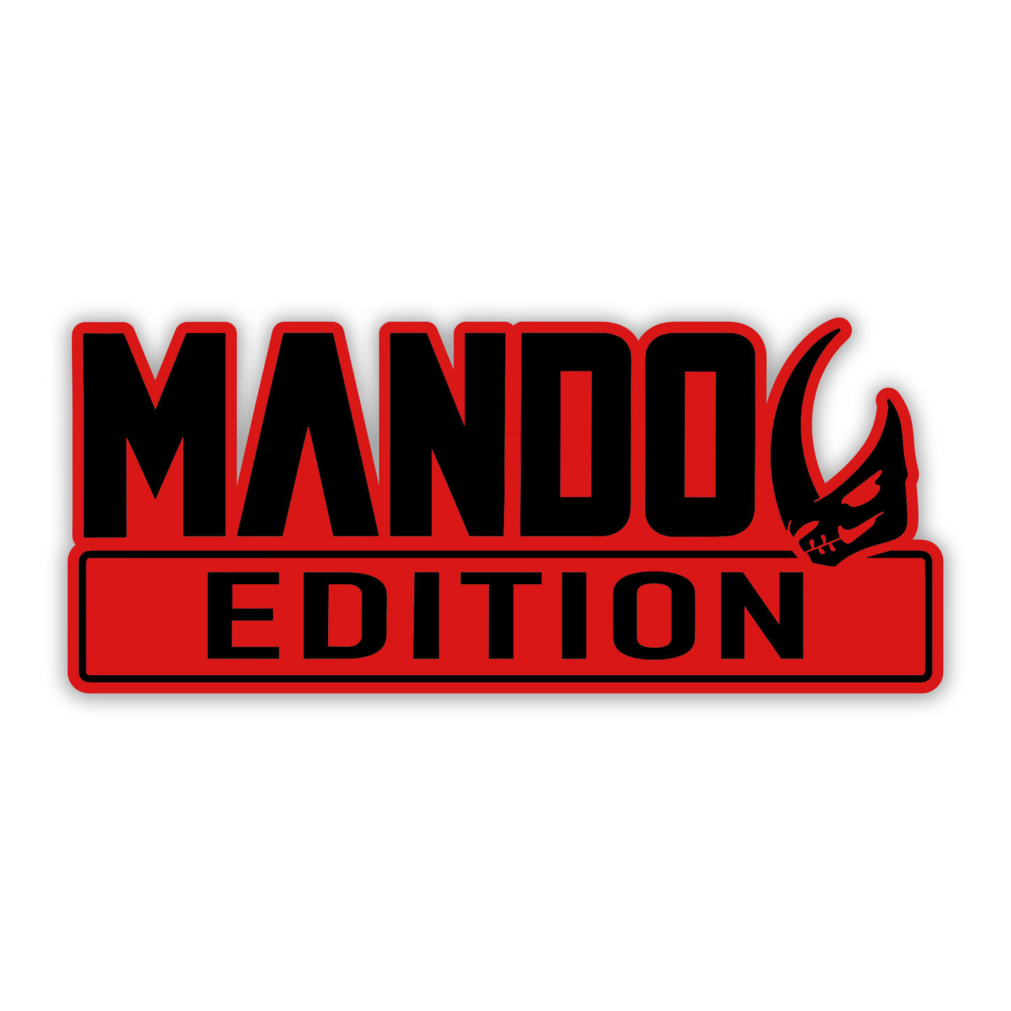 Mando Edition black silver auto badge with engraved special edition design