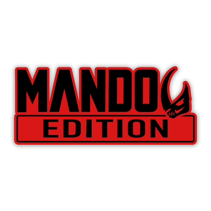 Mando Edition black silver auto badge with engraved special edition design