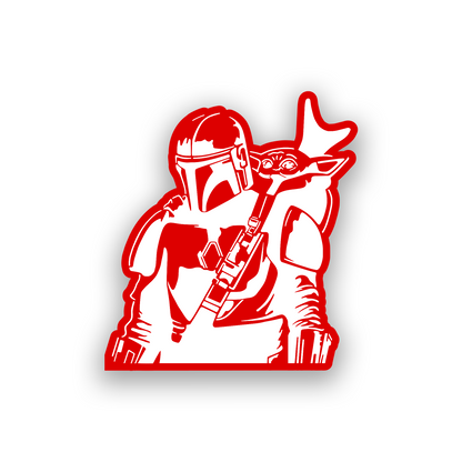 Engraved Mando inspired vehicle badge for personalized car or truck styling