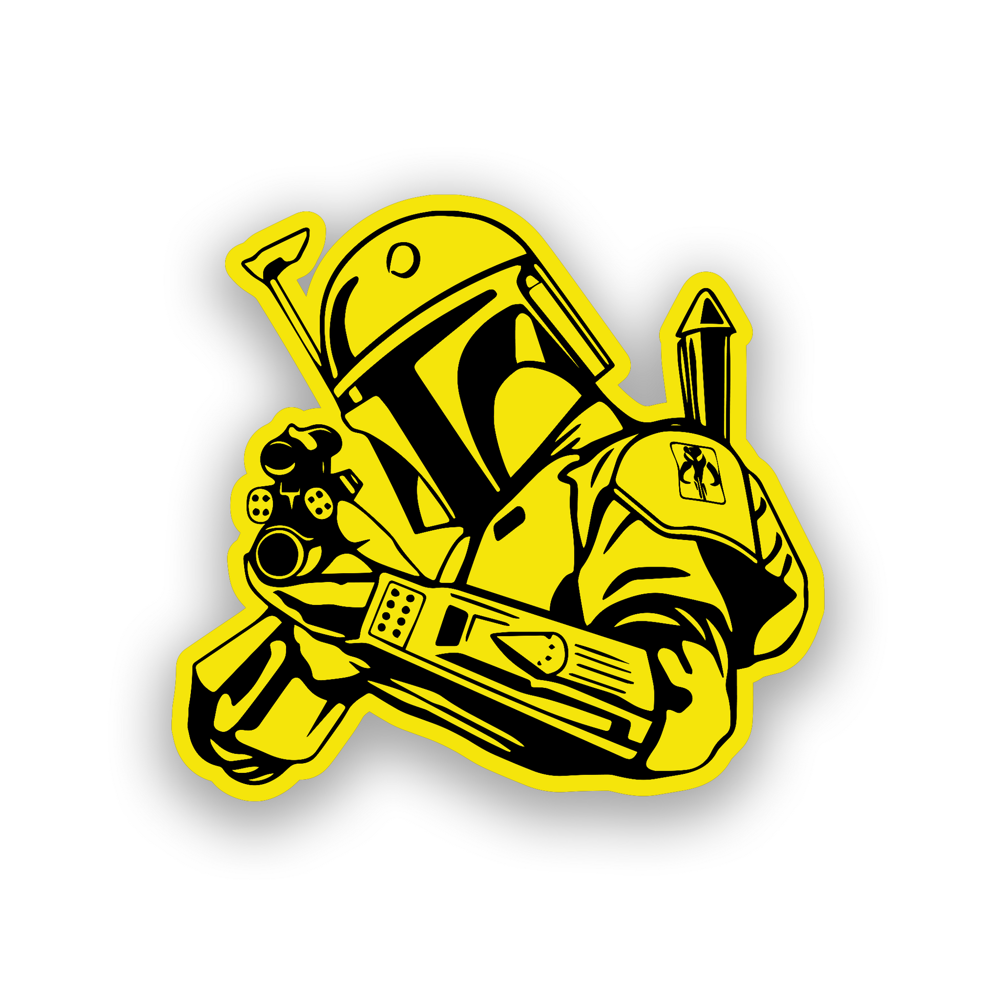 Custom Star Wars inspired Mando badge with bold engraved automotive styling