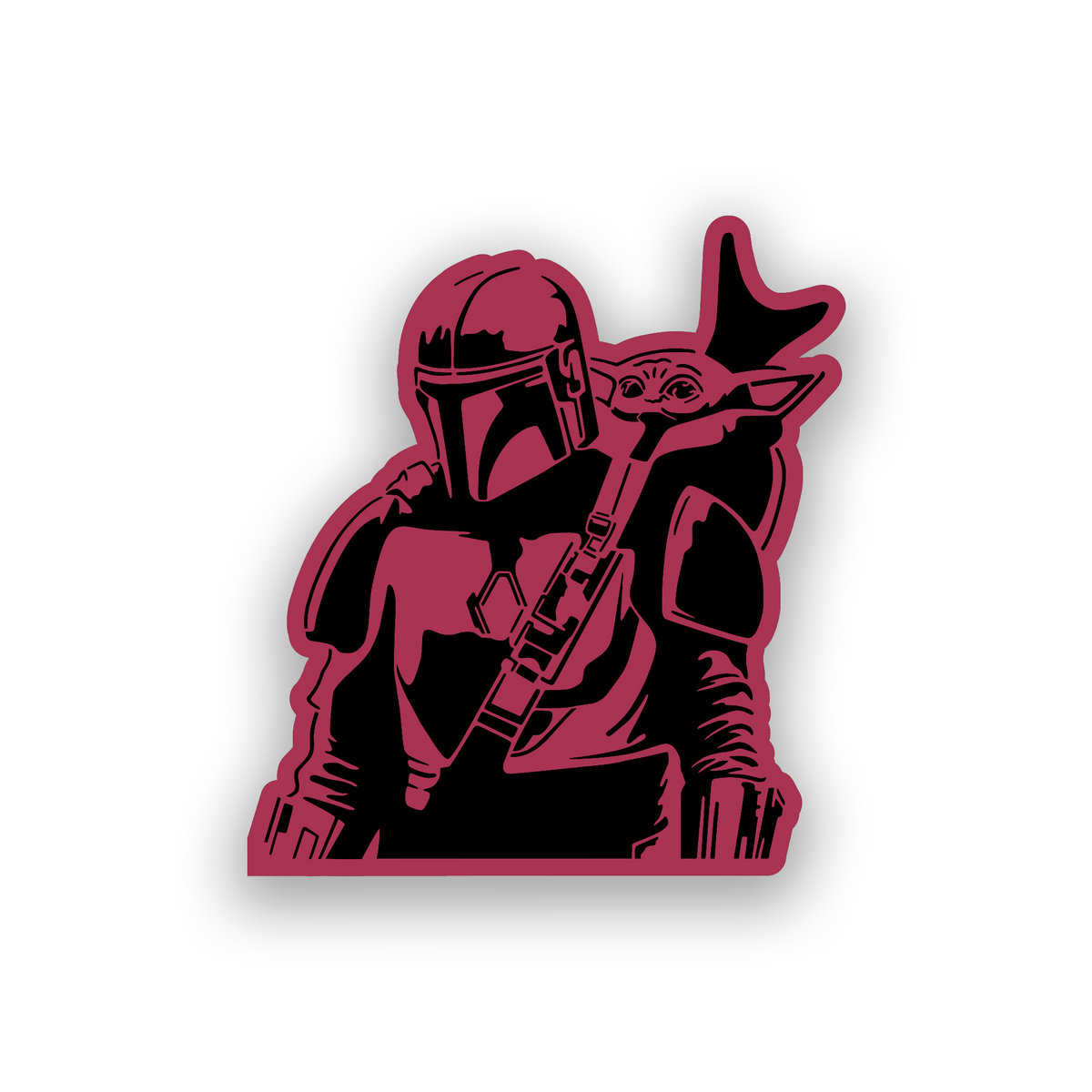 Sci fi warrior helmet car emblem with detailed Mando inspired engraving