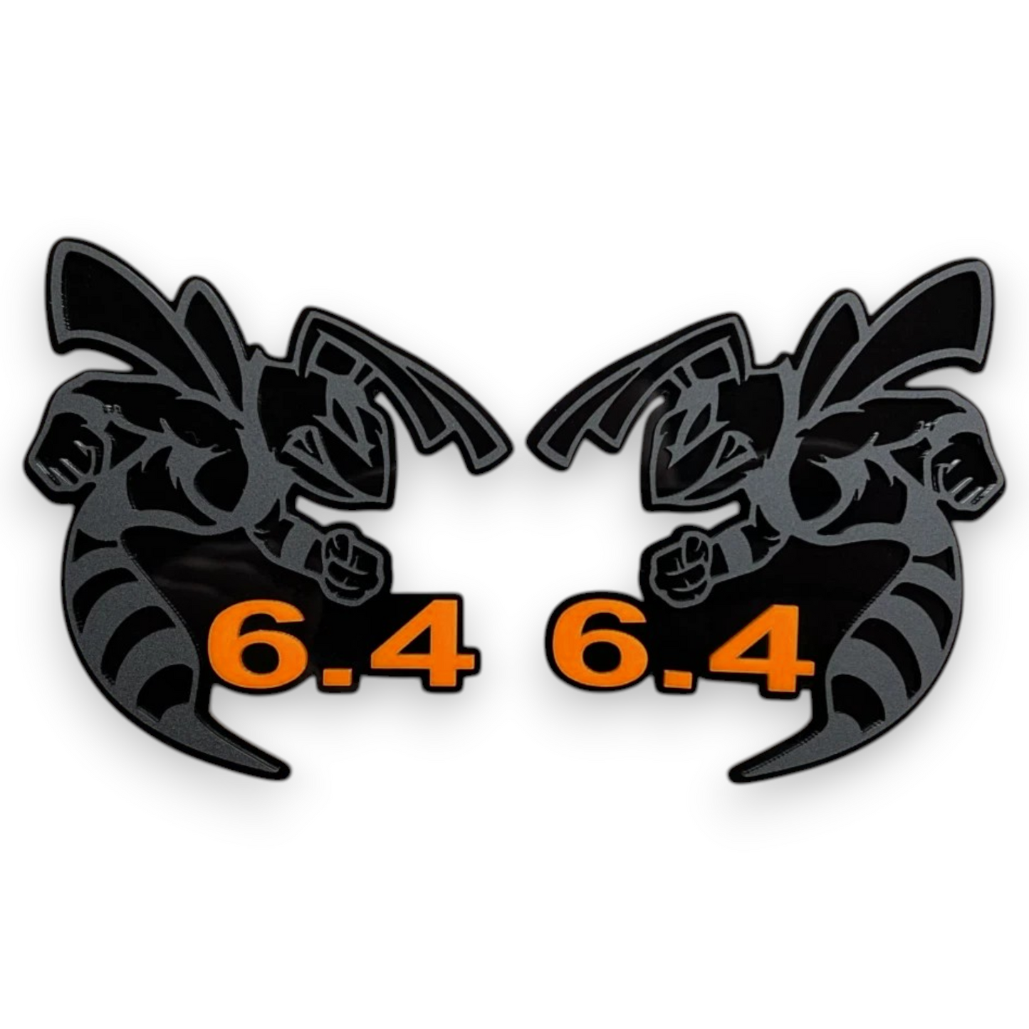 Matte black 6.4 Bee style badge emblem for custom car, truck, SUV, and aftermarket builds