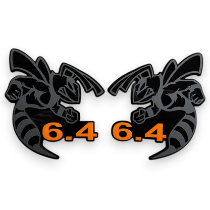 Matte black 6.4 Bee style badge emblem for custom car, truck, SUV, and aftermarket builds