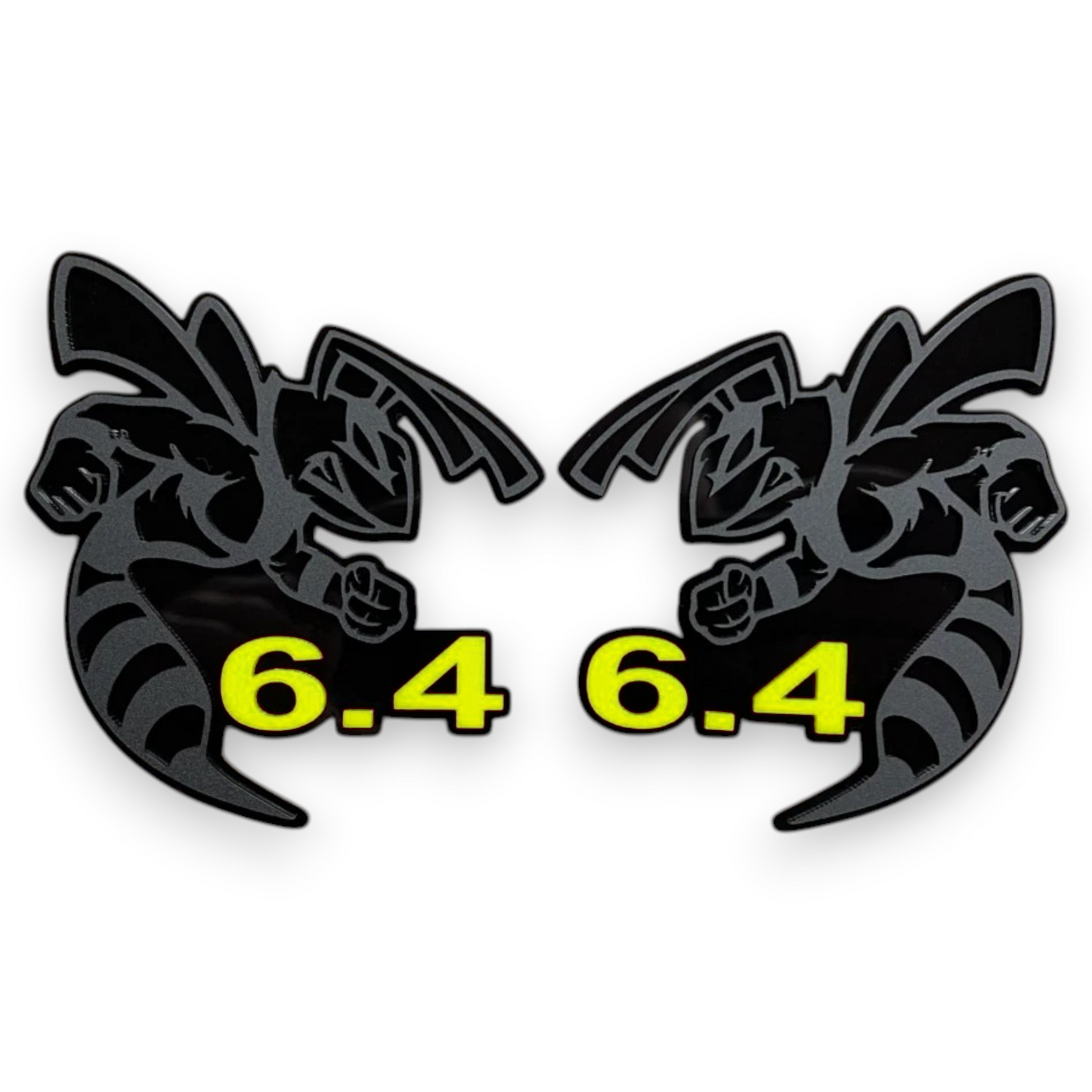 Matte black 6.4 Bee style badge emblem for custom car, truck, SUV, and aftermarket builds