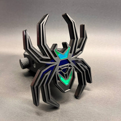 Matte black Black Widow spider hitch cover with poison green accents for cars and trucks.